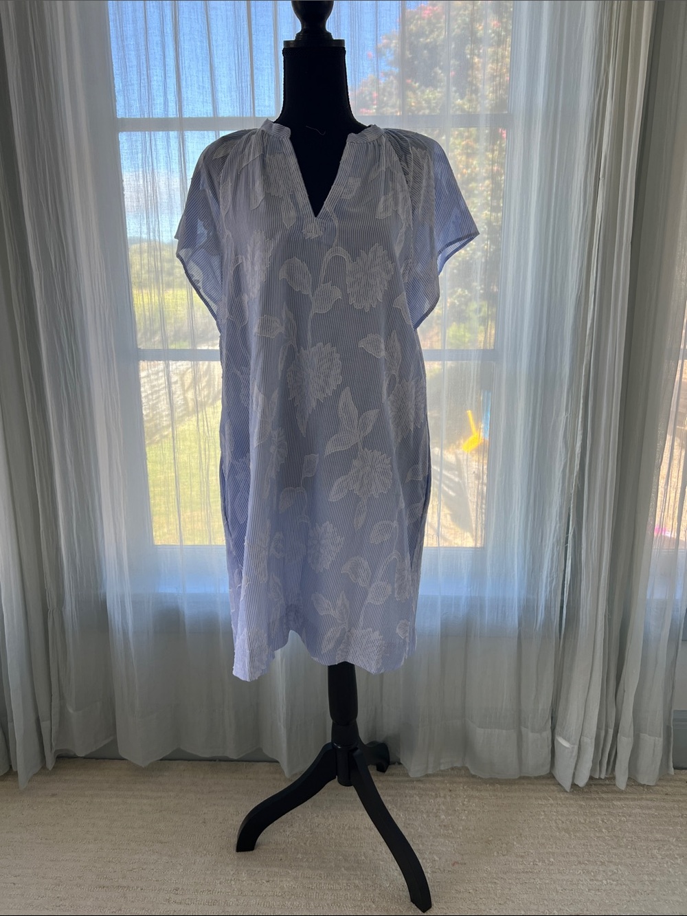 Pinch Light Blue Floral Gauze Tunic Dress